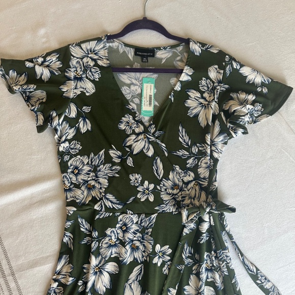 NWT Fortune & Ivy Irene Faux Wrap Brushed Knit Hi Lo Maxi Dress Olive Size XXL - Picture 4 of 6